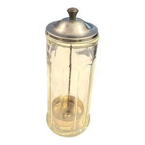 Vintage Bloomfield Industries Heavy Paneled Clear Glass Straw Dispenser 11"